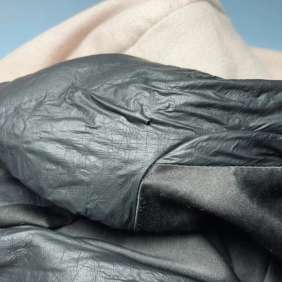 W118 WALTER BAKER | WOOL BLEND FAUX LEATHER TRIM SHAWL COLLAR BLAZER - Picture 15 of 15